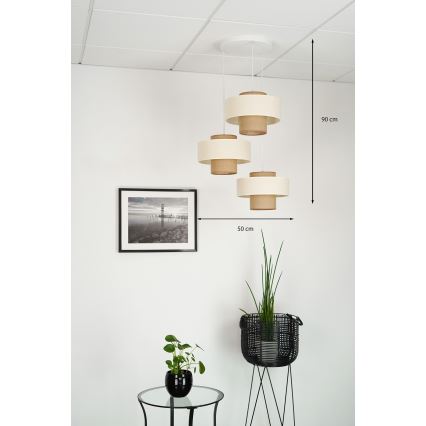 Brilagi - Люстра на тросі DALLAS 3xE27/15W/230V коричневий/кремовий/білий