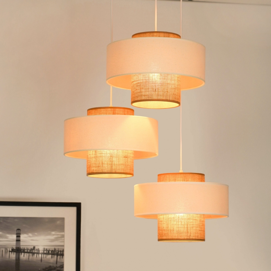 Brilagi - Люстра на тросі DALLAS 3xE27/15W/230V коричневий/кремовий/білий