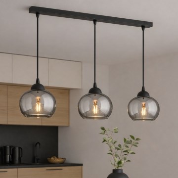 Brilagi - Люстра на тросі DIOR 3xE27/60W/230V чорна/димчасто-сіра