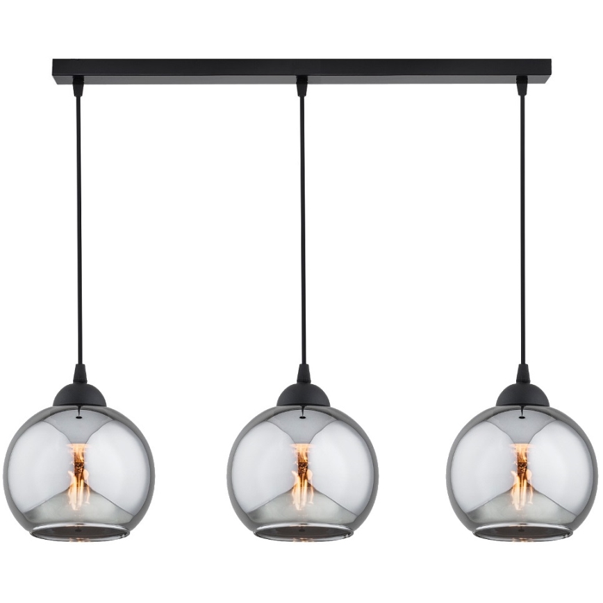 Brilagi - Люстра на тросі DIOR 3xE27/60W/230V чорна/димчасто-сіра