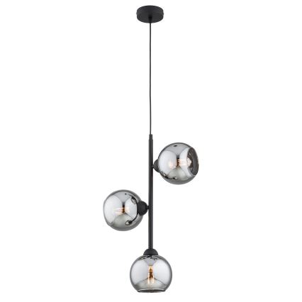 Brilagi - Люстра на тросі DIOR 3xE27/60W/230V чорна/димчасто-сіра