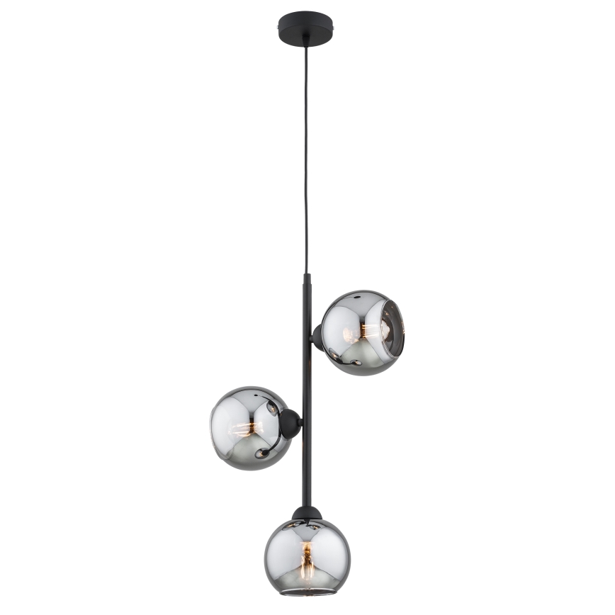 Brilagi - Люстра на тросі DIOR 3xE27/60W/230V чорна/димчасто-сіра