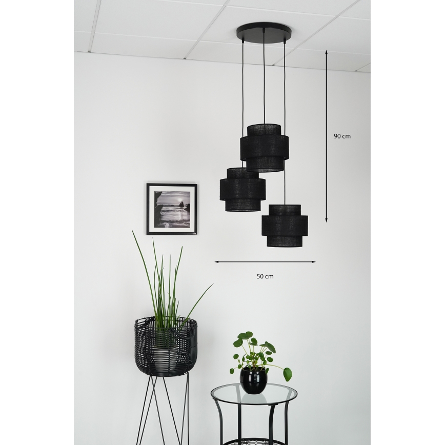 Brilagi - Люстра на тросі SPACE YUTE 3xE27/15W/230V чорна