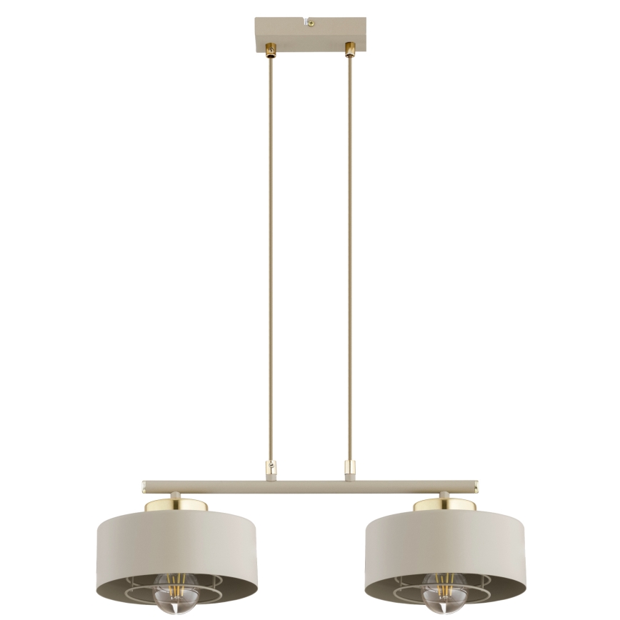 Брілагі - Люстра на тросі SPRING 2xE27/60W/230V бежева/золота