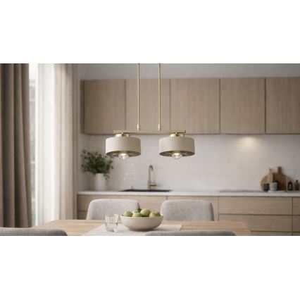 Брілагі - Люстра на тросі SPRING 2xE27/60W/230V бежева/золота