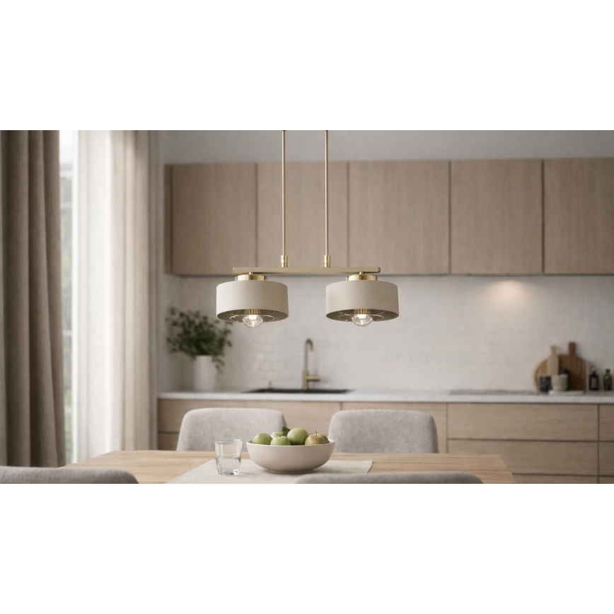 Брілагі - Люстра на тросі SPRING 2xE27/60W/230V бежева/золота