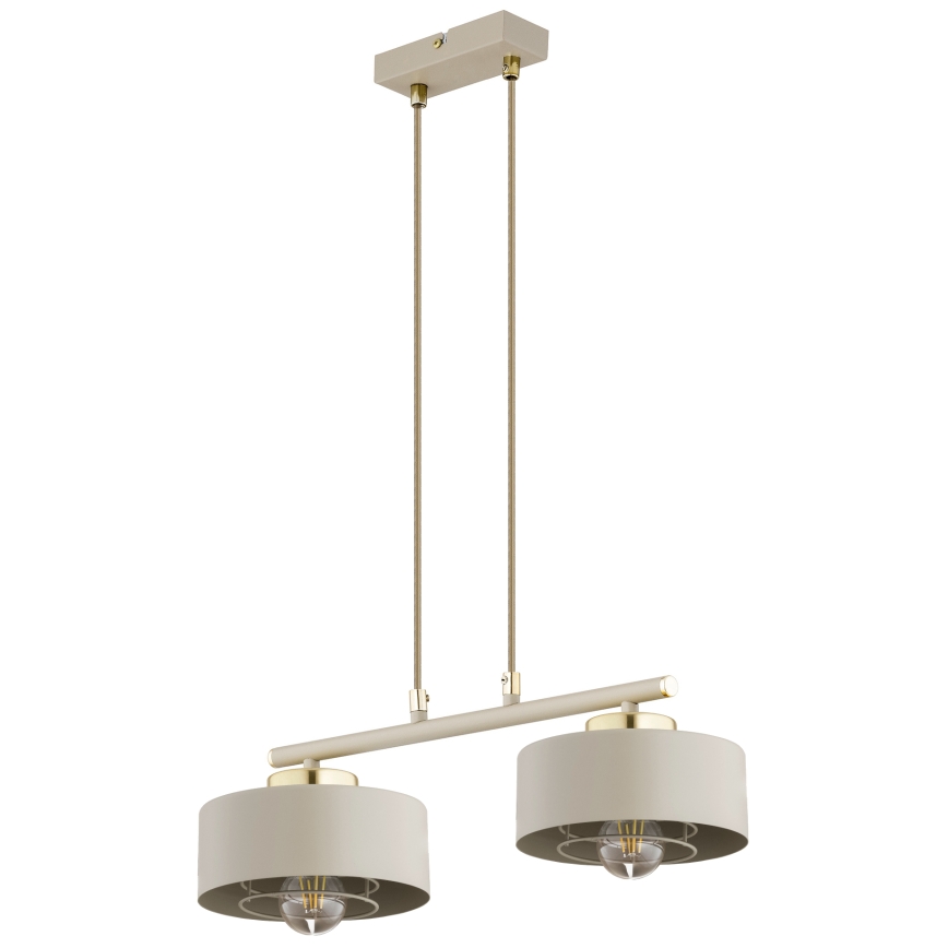 Брілагі - Люстра на тросі SPRING 2xE27/60W/230V бежева/золота