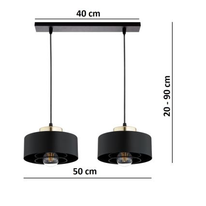 Brilagi - Люстра на тросі SPRING 2xE27/60W/230V чорний/золотий