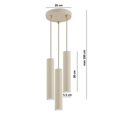 Brilagi - Люстра на тросі TUBE 3xGU10/15W/230V бежева/золота