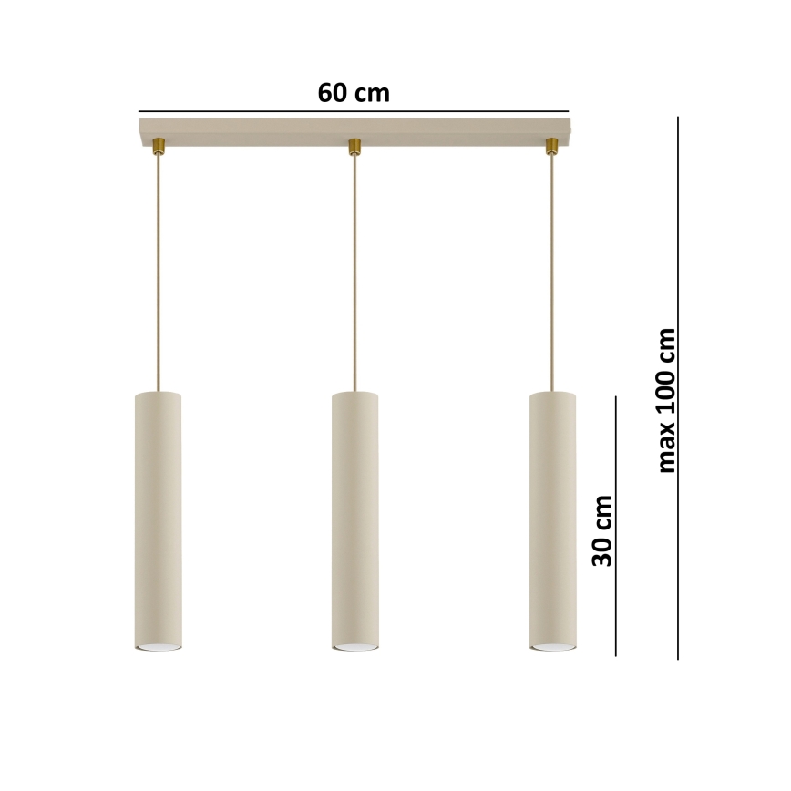Brilagi - Люстра на тросі TUBE 3xGU10/15W/230V бежево-золота