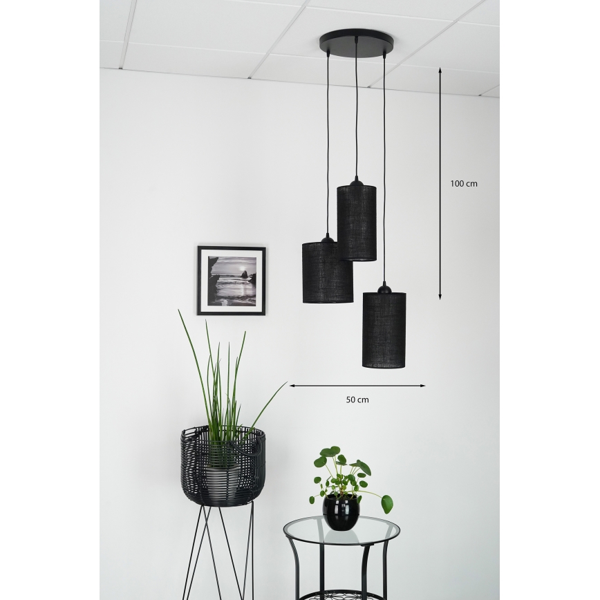 Brilagi - Люстра на тросі TUBES 3xE27/15W/230V чорна