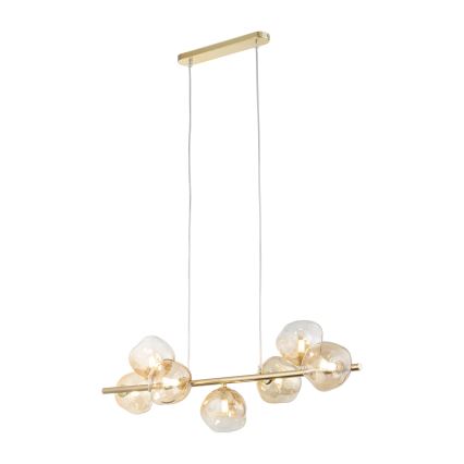 Брілагі - Люстра на тросі ВУЛКАНО 7xG9/8W/230V золота/димчасто-бежева