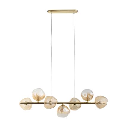 Брілагі - Люстра на тросі ВУЛКАНО 7xG9/8W/230V золота/димчасто-бежева