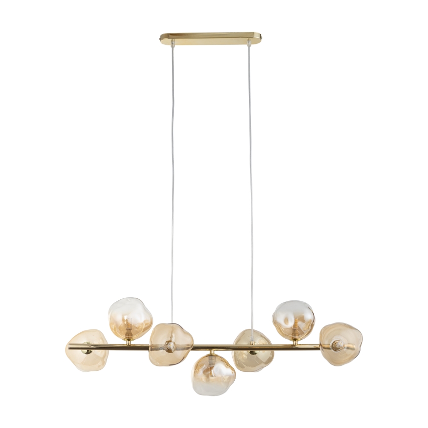 Брілагі - Люстра на тросі ВУЛКАНО 7xG9/8W/230V золота/димчасто-бежева