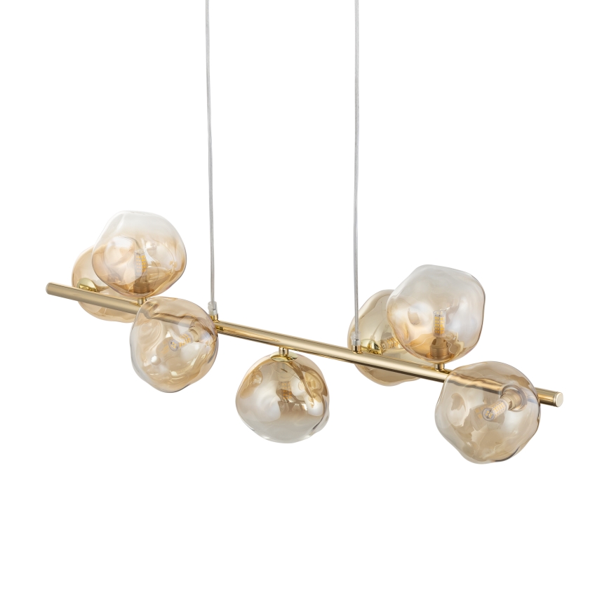 Брілагі - Люстра на тросі ВУЛКАНО 7xG9/8W/230V золота/димчасто-бежева