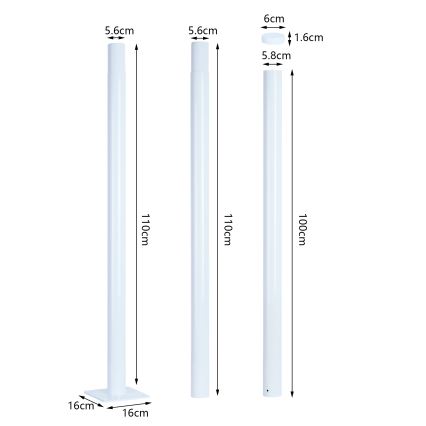 Brilagi - Металева стійка для стовпа вуличного освітлення URBAN 3 м, діаметр стовпа 58 мм, біла