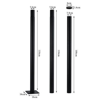 Brilagi - Металева стійка для стовпа вуличного освітлення URBAN 3 м, діаметр стовпа 58 мм, чорна