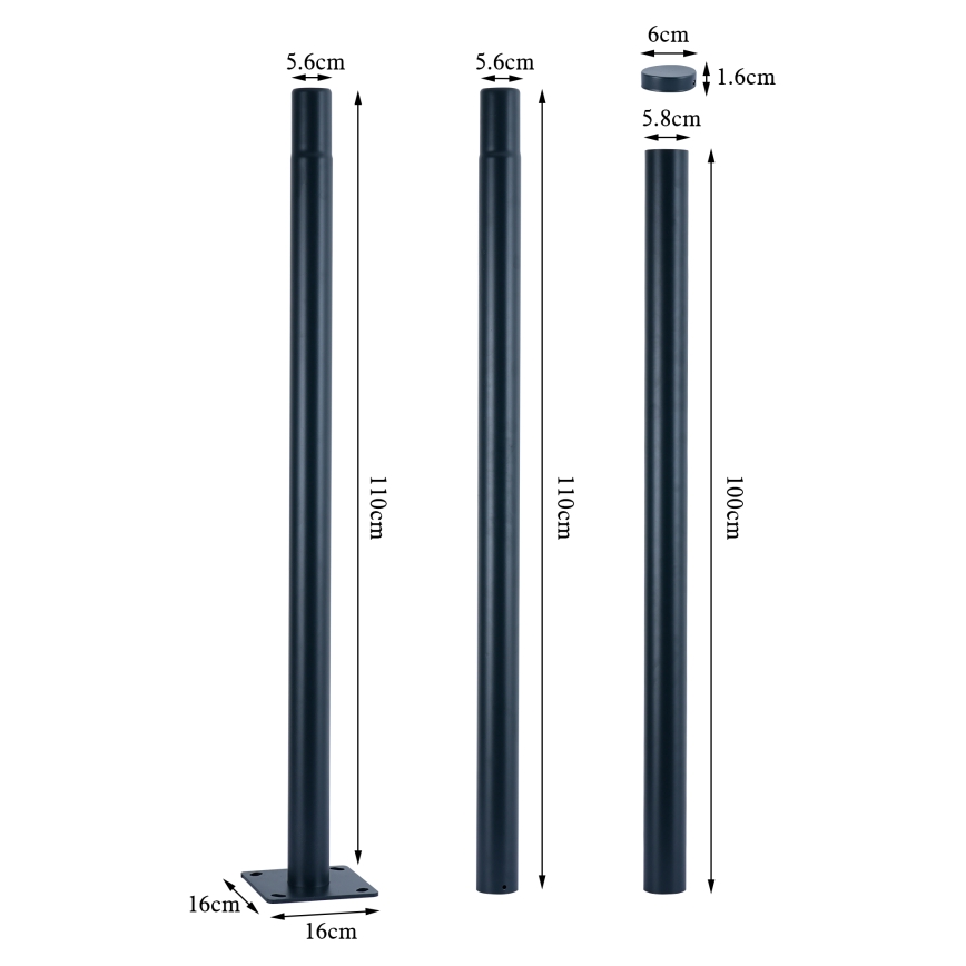 Brilagi - Металлический стержень для уличного светильника URBAN, 3 м, опора диам. 58 мм, антрацит