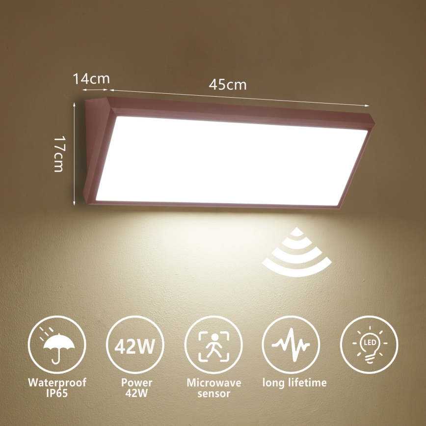 Brilagi - светодиодный уличный настенный светильник с датчиком TRIANGLE LED/42 Вт/230 В, 45 см, коричневый, IP65