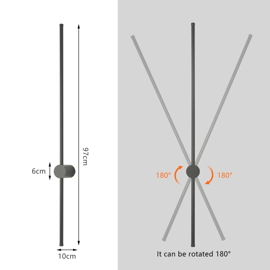 Brilagi - Наружный настенный светильник AURA LED/20W/230V 4000K IP54 97 см антрацит CRI 90