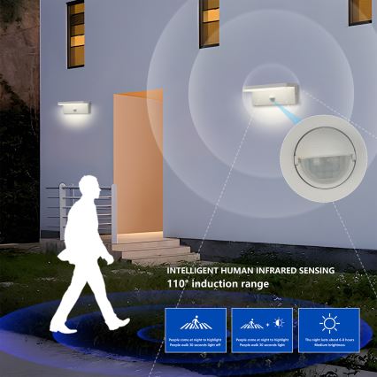 Brilagi - LED наружный настенный светильник с датчиком движения TESSI LED/10W/230V белый IP54