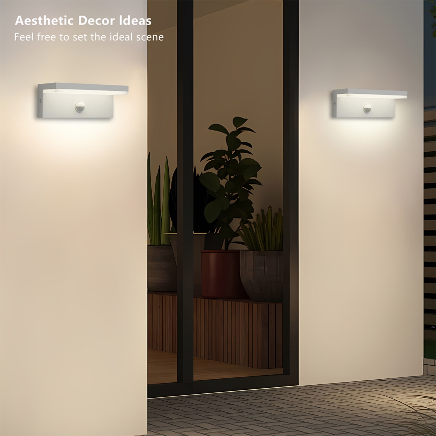 Brilagi - LED наружный настенный светильник с датчиком движения TESSI LED/10W/230V белый IP54