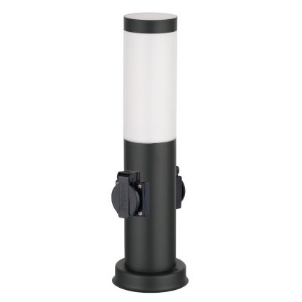 Brilagi - уличный светильник с 2 розетками SCHUKO NOVA 1xE27/15W/230V 40 см IP44 черный