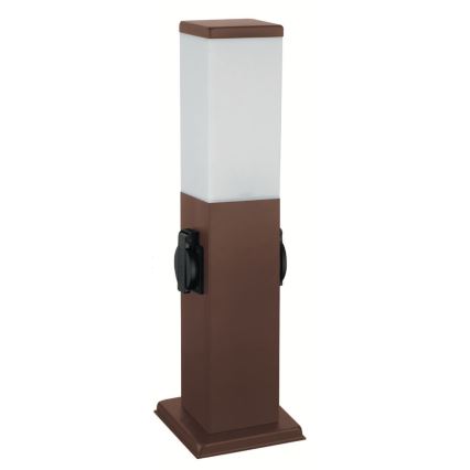 Brilagi - Уличный светильник с 2 розетками SCHUKO NOVA 1xE27/15W/230V 40 cm IP44 коричневый