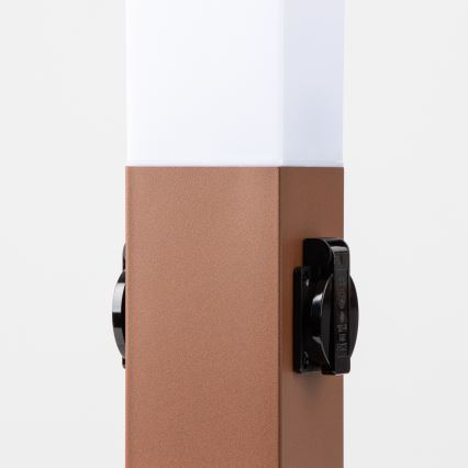 Brilagi - Уличный светильник с 2 розетками SCHUKO NOVA 1xE27/15W/230V 40 cm IP44 коричневый