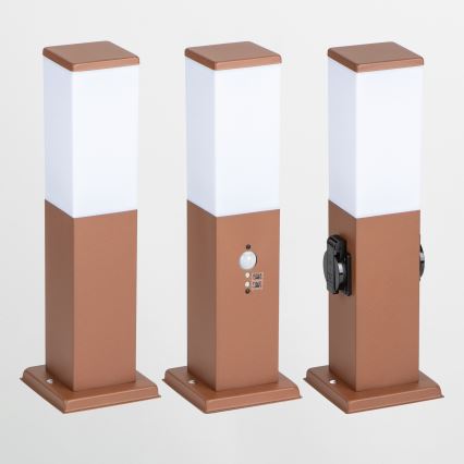 Brilagi - Уличный светильник с 2 розетками SCHUKO NOVA 1xE27/15W/230V 40 cm IP44 коричневый