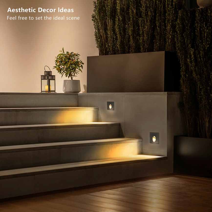 Brilagi - наружный встраиваемый LED-светильник STAIRDOT LED/2W/230V, чёрный, IP65, квадратный