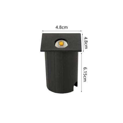 Brilagi - наружный встраиваемый LED-светильник STAIRDOT LED/2W/230V, чёрный, IP65, квадратный