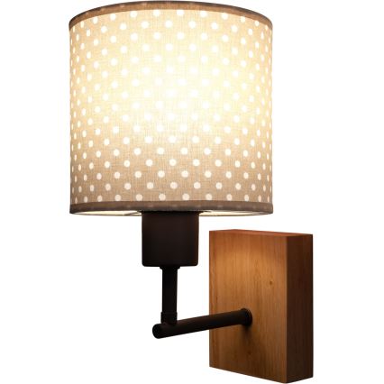 BRILAGI - Детский настенный светильник BOBO WOOD 1xE27/25W/230V дуб/чёрный/бежевый/в горошек