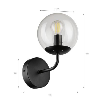 Brilagi - Настенная лампа MALIVA 1xE14/15W/230V чёрная/прозрачная