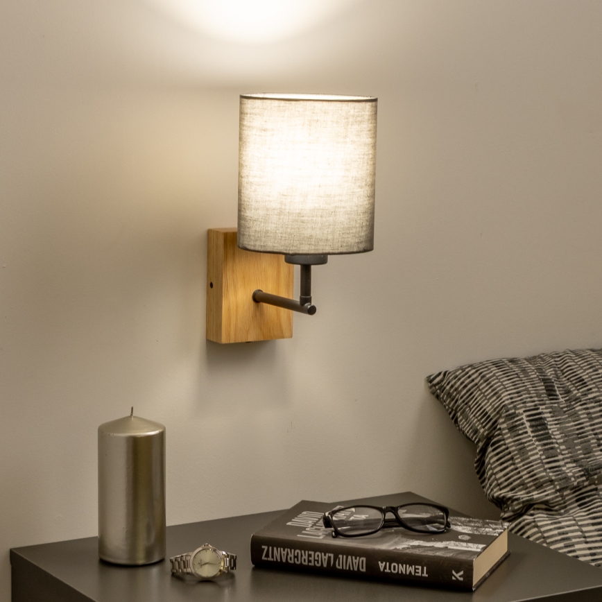 Brilagi - Настенная лампа NUBILA WOOD 1xE27/25W/230V дуб/антрацит