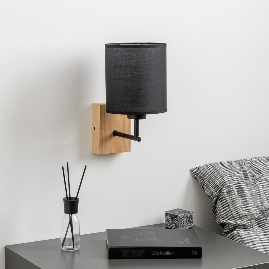 Brilagi - Настенная лампа NUBILA WOOD 1xE27/25W/230V дуб/черный