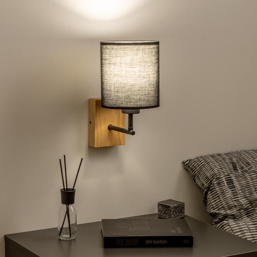 Brilagi - Настенная лампа NUBILA WOOD 1xE27/25W/230V дуб/черный