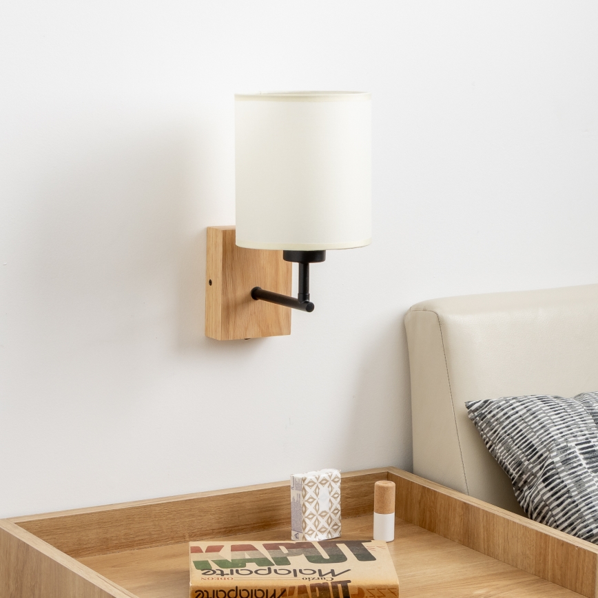 Brilagi - Настенная лампа NUBILA WOOD 1xE27/25W/230V дуб/черный/кремовый