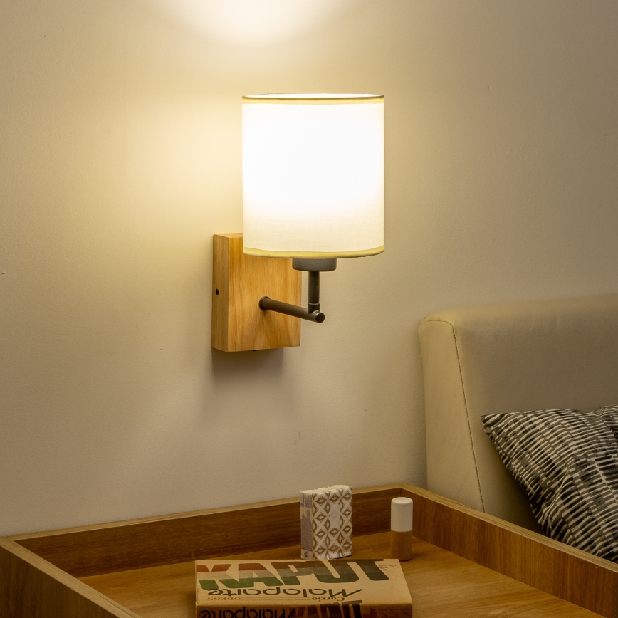 Brilagi - Настенная лампа NUBILA WOOD 1xE27/25W/230V дуб/черный/кремовый