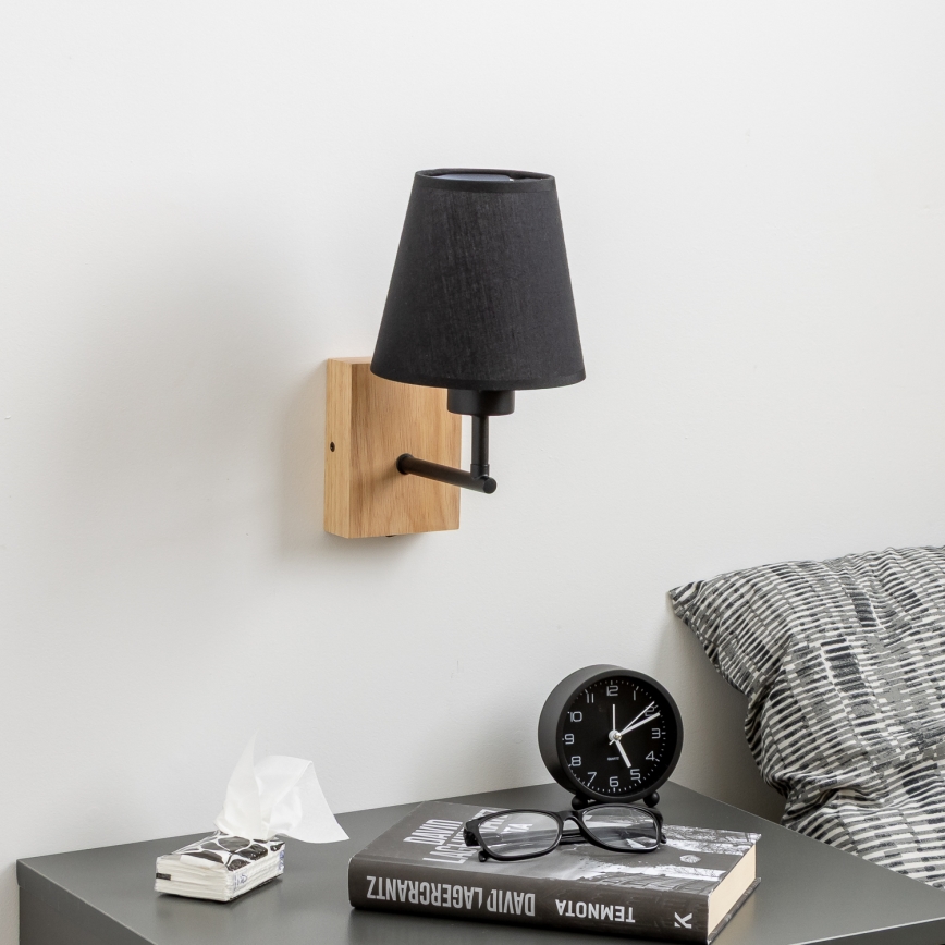 Brilagi - Настенная лампа NUBILA WOOD 1xE27/25W/230V дуб/черный