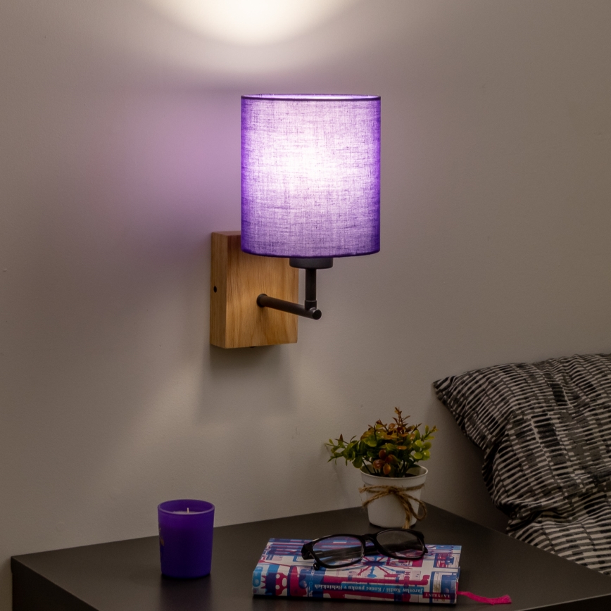 Brilagi - Настенная лампа NUBILA WOOD 1xE27/25W/230V дуб/фиолетовый