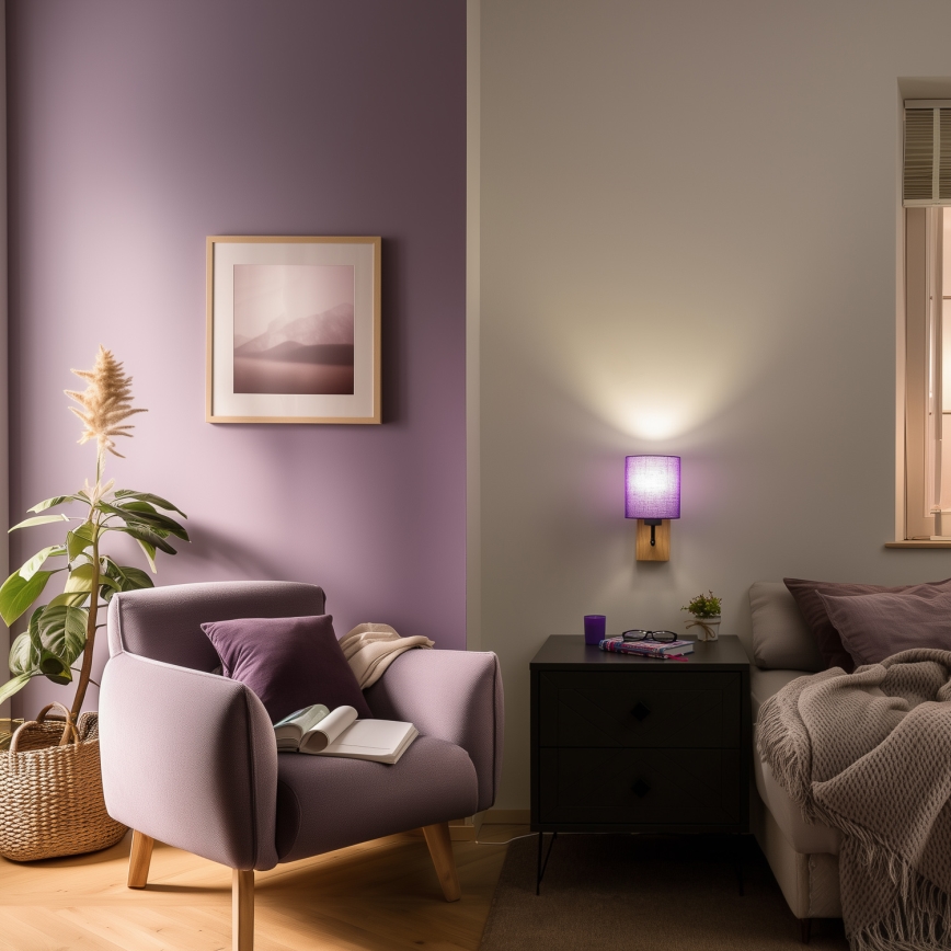Brilagi - Настенная лампа NUBILA WOOD 1xE27/25W/230V дуб/фиолетовый
