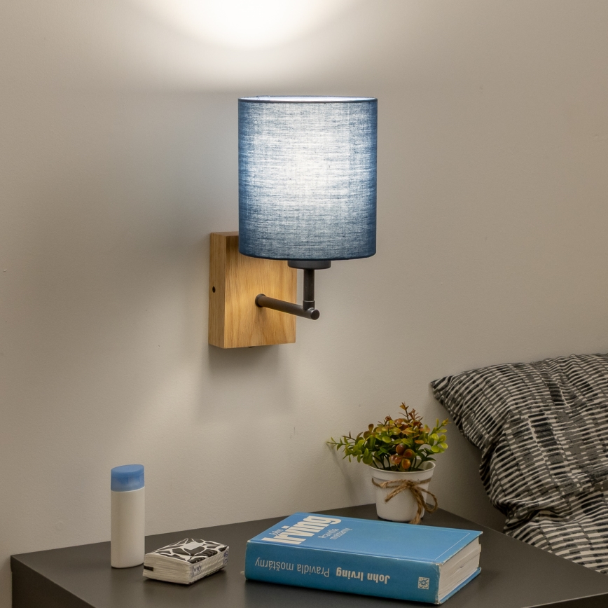 Brilagi - Настенная лампа NUBILA WOOD 1xE27/25W/230V дуб/темно-синий