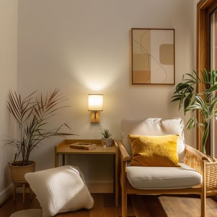 Brilagi - Настенная лампа NUBILA WOOD 1xE27/25W/230V дуб/коричневый