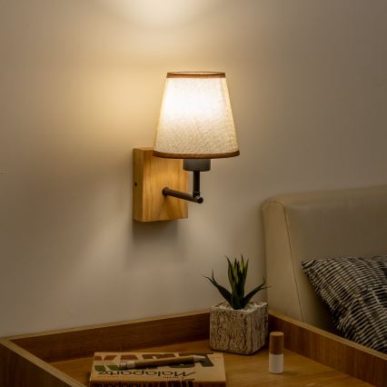 Brilagi - Настенная лампа NUBILA WOOD 1xE27/25W/230V дуб/коричневый
