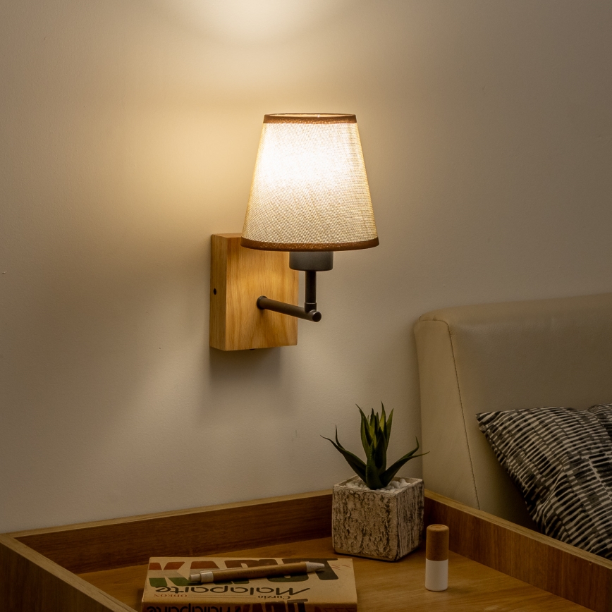 Brilagi - Настенная лампа NUBILA WOOD 1xE27/25W/230V дуб/коричневый
