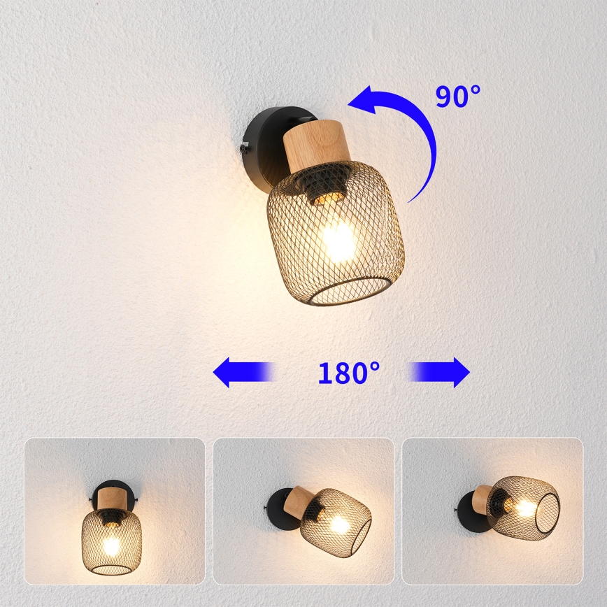Brilagi - Настенный спот BASKLITE 1xE27/15W/230V дерево/чёрный