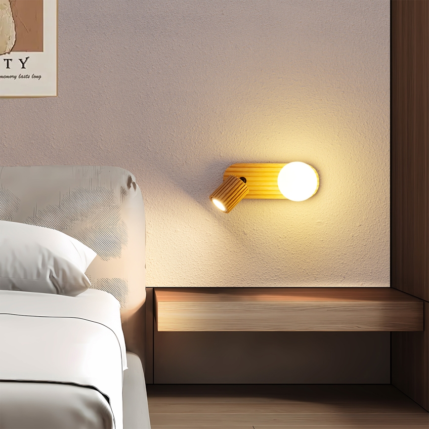 Brilagi - Настенный точечный светильник MODERN WOOD 1xG9/5W/230V + 1xGU10/8W из древесины гевеи