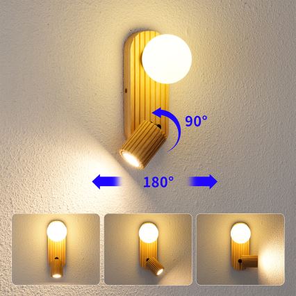 Brilagi - Настенный точечный светильник MODERN WOOD 1xG9/5W/230V + 1xGU10/8W из древесины гевеи