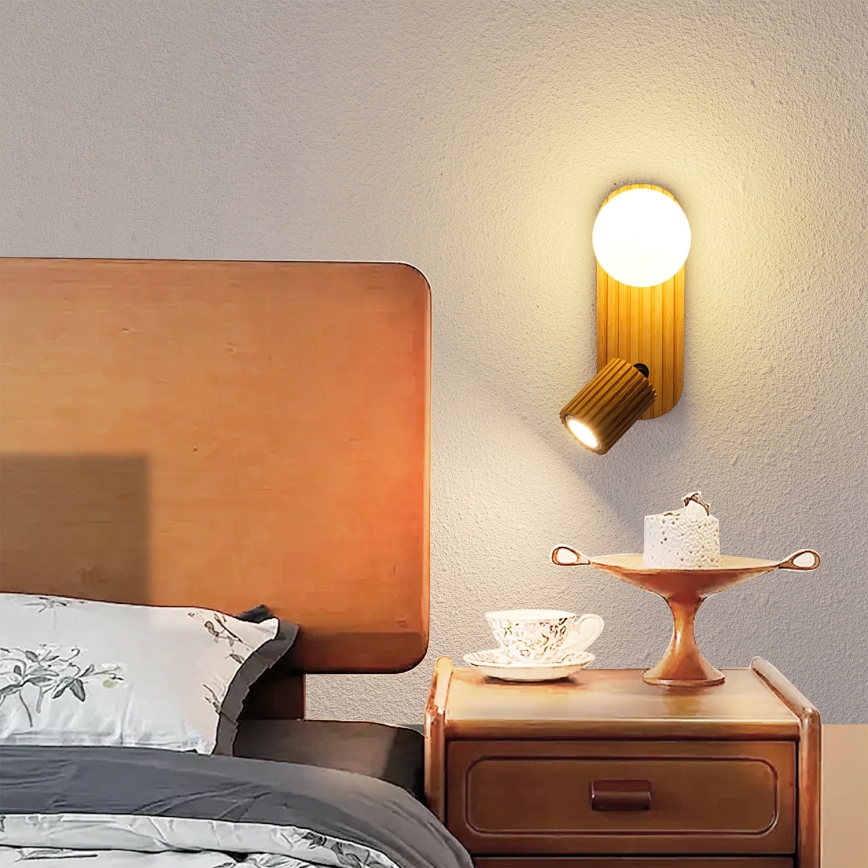 Brilagi - Настенный точечный светильник MODERN WOOD 1xG9/5W/230V + 1xGU10/8W из древесины гевеи